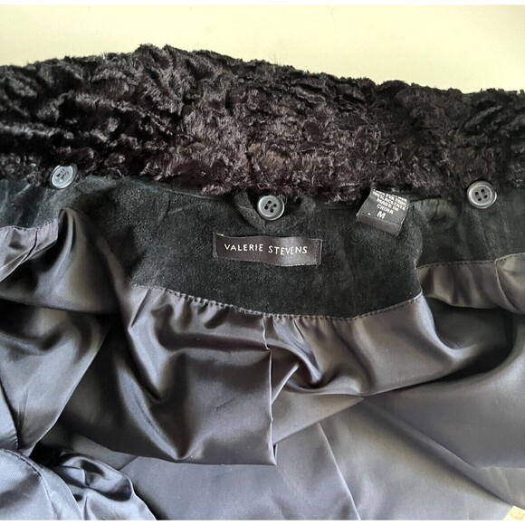 Vintage Valerie‎ Stevens Suede Leather Faux Fur Collar Jacket Medium Y2k Boho - Picture 9 of 12